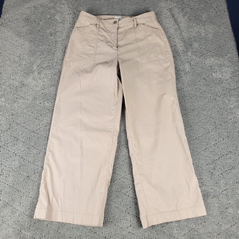 Nicole Miller Pants Womens 10 Beige High Rise Wide Leg Linen Blend Lightweight